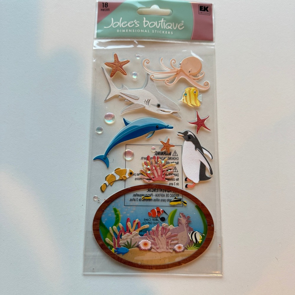 Jolee's Boutique Dimensional Stickers Aquarium Ocean Shark Dolphin 18pc NEW